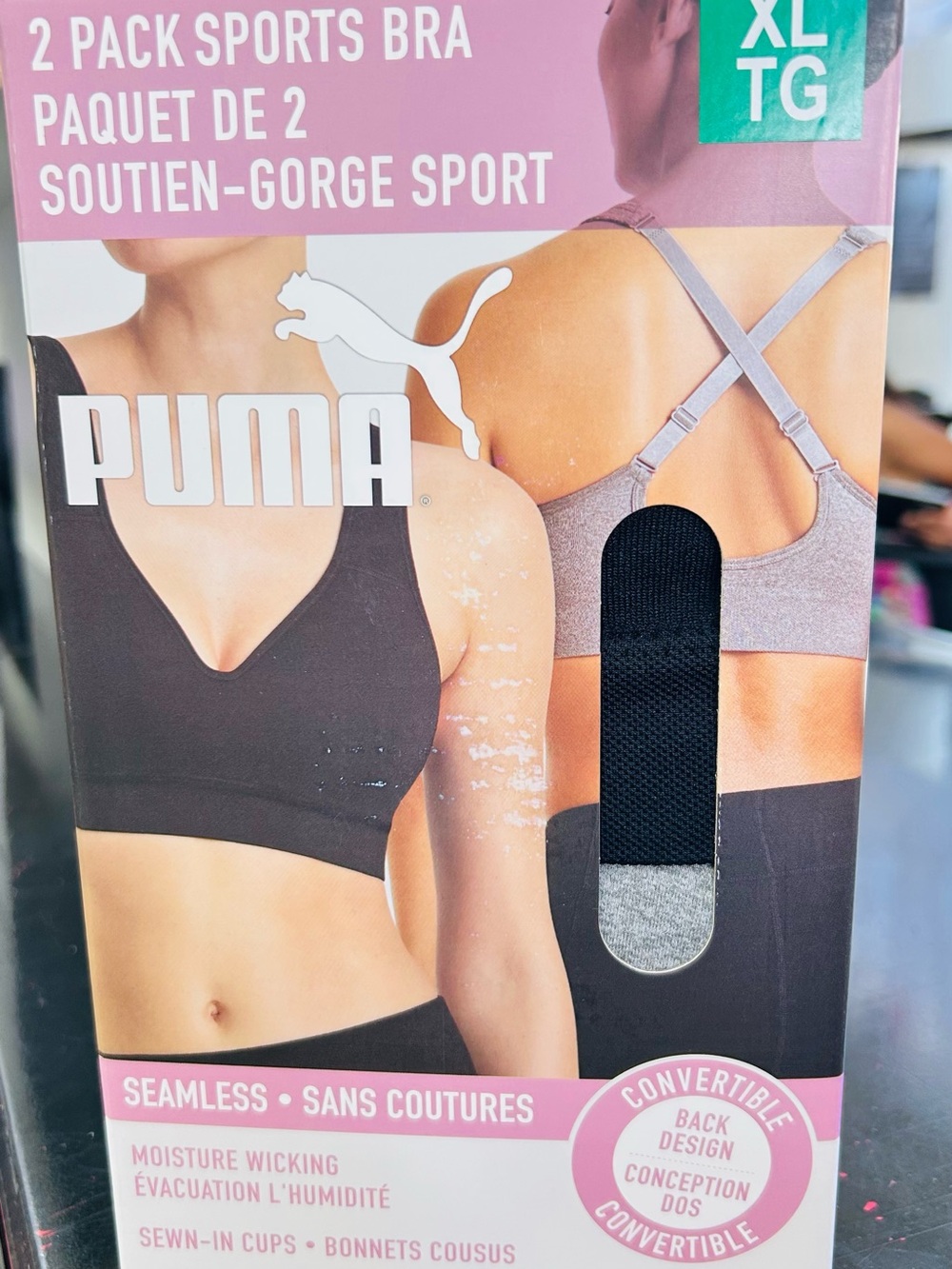 Puma Women's Seamless Sports Bra 2-Pack — Black & Gray